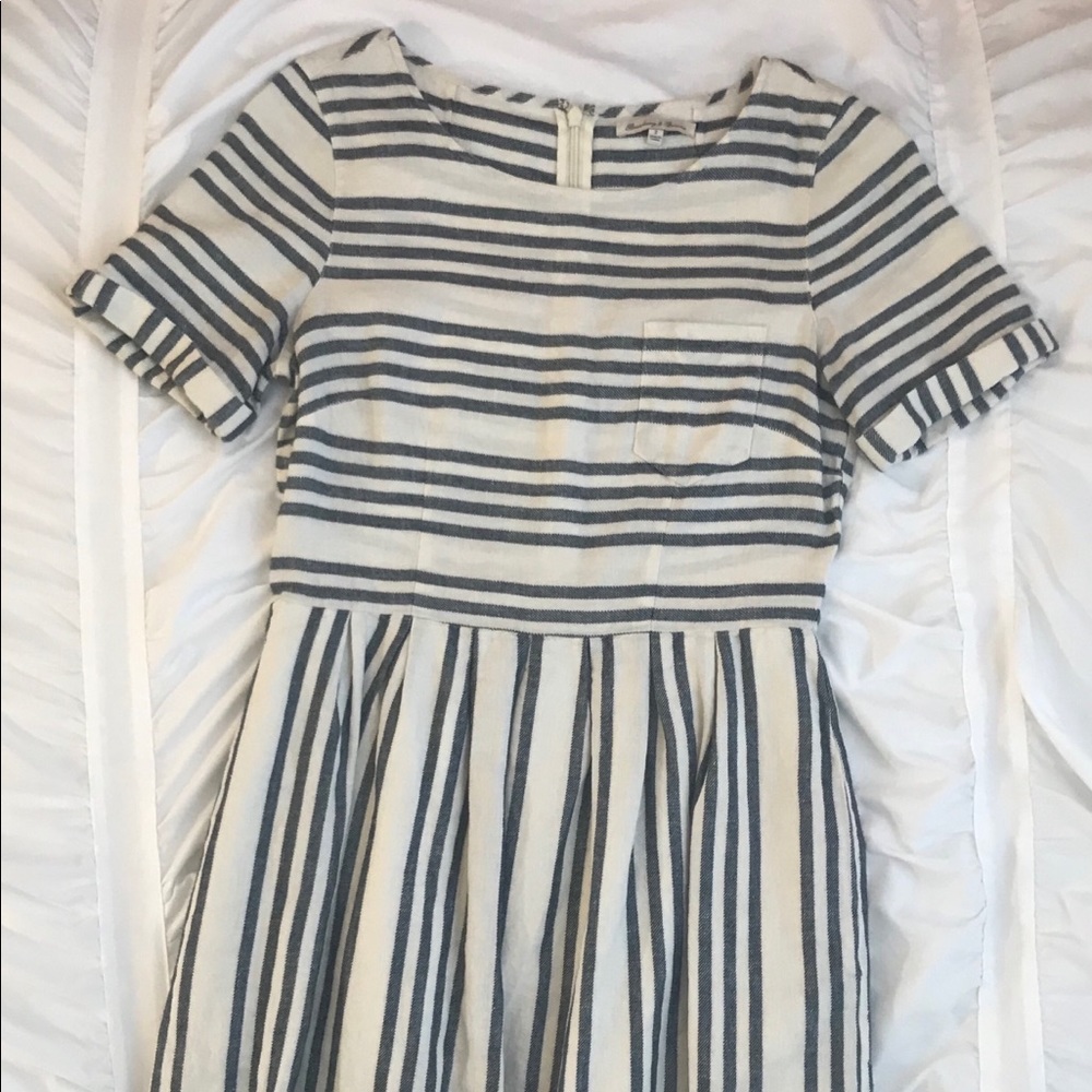 Madewell Striped Mini Dress - Navy and White